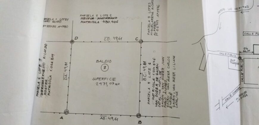 Terreno 2.471m2 en San Huberto, Nono