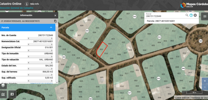 Terreno baldío esquina en barrio El Tajamar Las Rabonas